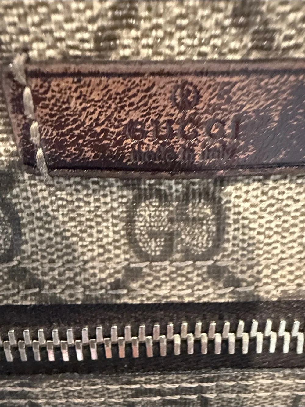 Gucci Beige Brown GG coated Canvas Messenger Bag with Adjustable Strap